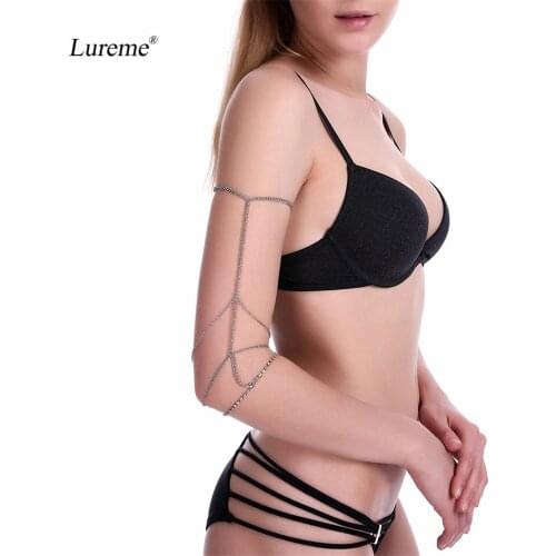 Lureme Simple Silver Shoulder Chain Arm Chain Multi Layers Crossover Body Chain (bl003077)