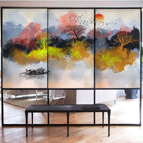 Pure white frosted electrostatic adsorption sliding door window shower partition kitchen office Chinese glass sticker