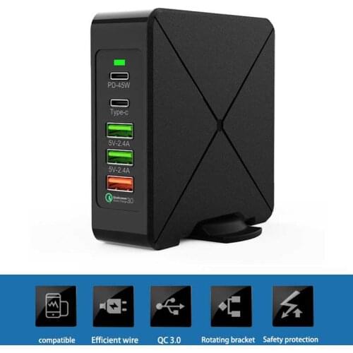 Multi charger station for huawei iphone pd charger for laptop type c charger for samsung xiaomi qc3.0 fast charger eu us uk plug
