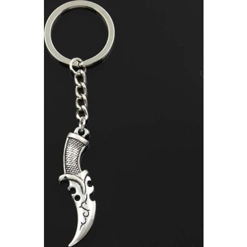 Fashion Keychain 50x12mm Dagger Silver Color Pendants DIY Men Jewelry Car Key Chain Ring Holder Souvenir For Gift