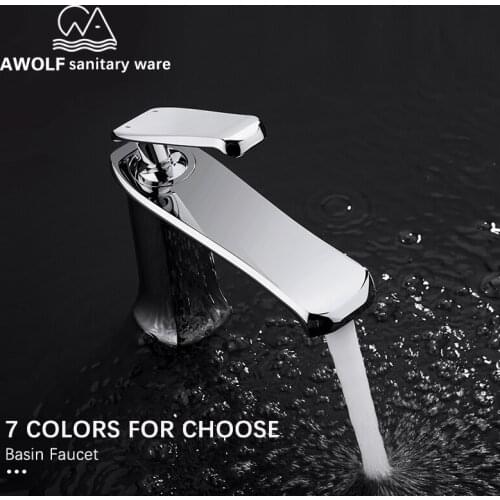 Modren Bathroom Sink Faucet Solid Brass Washing Basin Mixer Water Tap Hot Cold Black Rose Gold White Chrome Single Handle ML8076