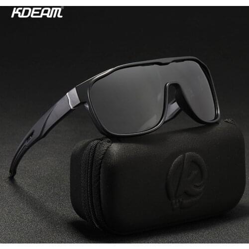 KDEAM High Quality Fashion Sunglasses Mirror Sport Polarized Men Sunglass Safety UV400 Shades Glasses With Free Box