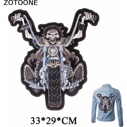 ZOTOONE Vintage Skull Man Patches for Clothing Applique Stickers Trendy Motorcycles Rider Iron on Embroidered Patch DIY Clothes
