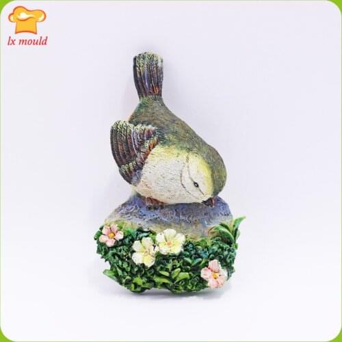 New Flower and Grass Bird Silicone Mold 3D Bird Gummy Diy Decorating Cake Mould