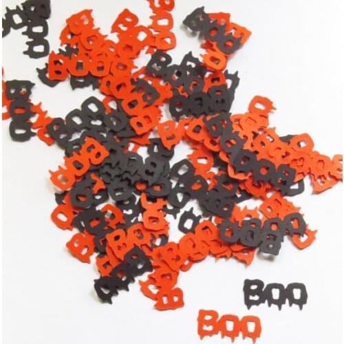 Orange And Black Boo Confetti 100 ct - 1" Inch Halloween Word Phrase Shape Party Decor Cute Decorations Diecuts Die Cuts Cards