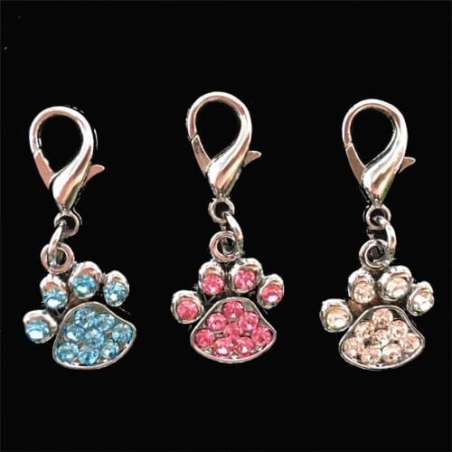 2pcs Rhinestone Paw Collar pet Charm Pet Jewelry Cat dog collar pendant Bone Necklace Collar Puppy collar accessory