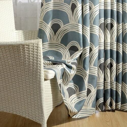 Simple Modern Standard Size Blue Curtains for Living Room Bedroom Small Window Treatments