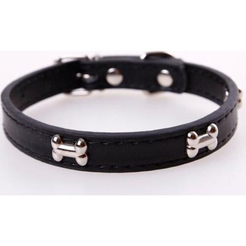 Dropshipping Bone Leather Durable Dog Collar Pet Supplies Accessories Neck Strap Collar Dog Puppy Pug Collars For Dogs