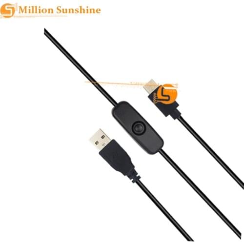 Raspberry Pi 4 Switch Power Cord Power Adapter Cable Type-C USB Interface Switch Button Length 1 m