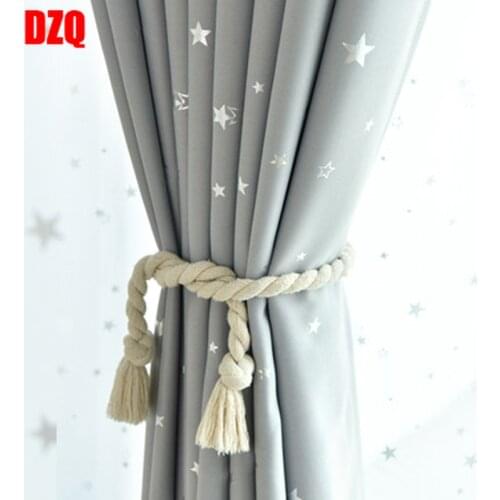 Grey Black Star Printed Curtains For Children Kids Boys Bedroom Nursery French Window Cortinas P123C