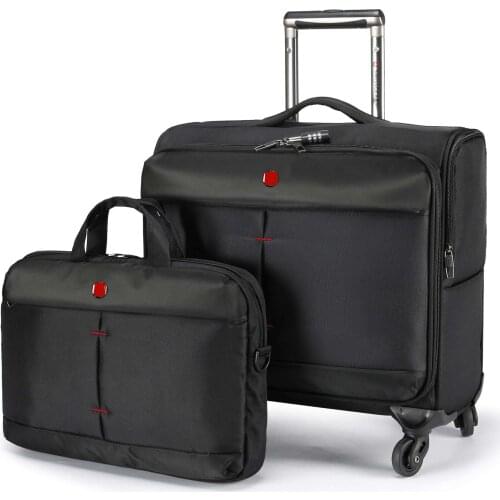 Swiss famous brand luggage travel suitcase with handbag men women trolley luggage bag nylon 16 inch set black rolling luggage