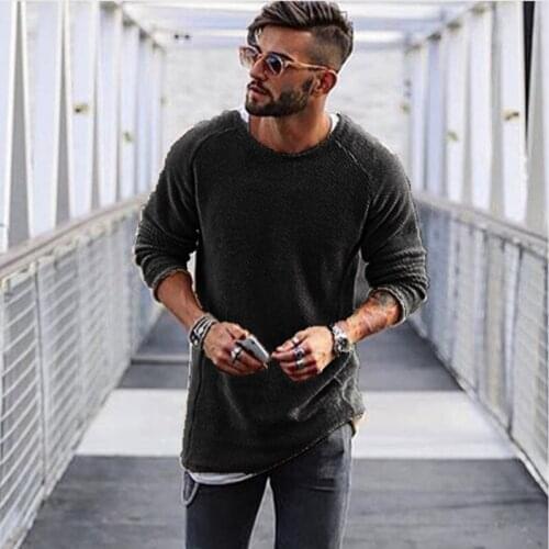 Autumn Hot Mens New Fashion Casual Solid Color O-Neck Sweater Pullover Knit Korean Version of The Large Size Street Youth