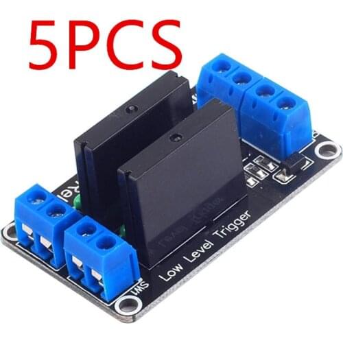 5PCS Smart Electronics 2 Channel 5V DC Relay Module Solid State Low Level G3MB-202P Relay SSR AVR DSP for arduino Diy Kit
