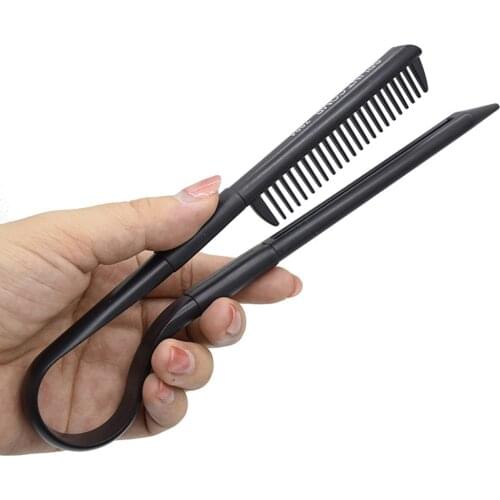 V Type Washable Folding Anti-static Hair Straightener Comb Diy Salon Hairdressing Brush Styling Tool