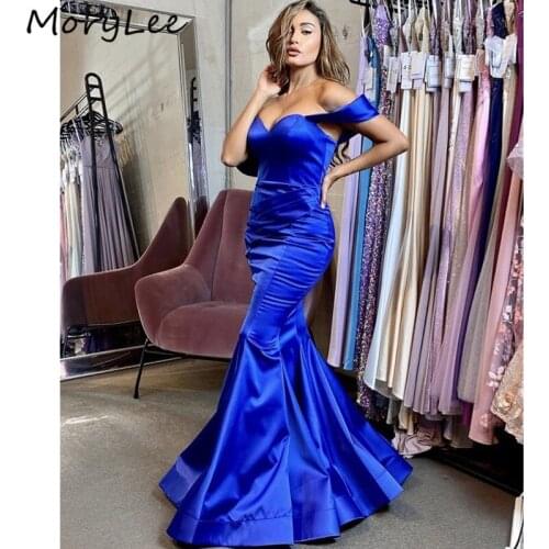 Royal Blue Evening Dresses Sweetheart Floor Length Mermaid Satin Evening Dresses With Zipper Back vestidos de fiesta de noche