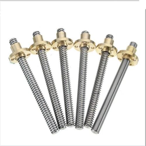 DuoWeiSi 3D Printer Parts T8 lead screw with nut 450mm length lead 1/2/4/8/12/14mm T-type screw for Stepper motor