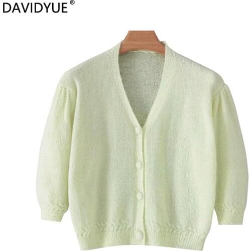 Fall 2019 Pink cardigan womens sweaters korean crop sweater sexy green button up autumn tops v-neck short cardigan streetwear