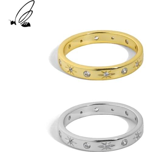 SSTEEL Sterling Silver 925 Korean Simple Design Micro Zircon Star Rings Gifts For Women 2021 Trend Fine Accessories Jewellery