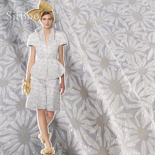 Siiboo Lurix jacquard fabric with embossed sunflower pattern for women dress french romantic style sp6296