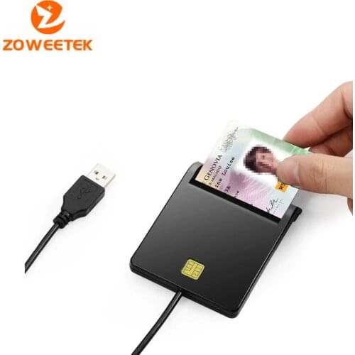 Zoweetek 12026-1 Smart Card Reader DOD Military USB Common Access CAC EMV USB Smart Card Adapter For SIM / ATM / IC / ID Card