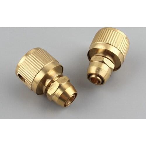 1Pc Brass 3/8'' Through Water Quick Connector Garden Irrigation Faucet Tap Joint 1/2'' 8-16mm Hose Connector Car Wash Joint