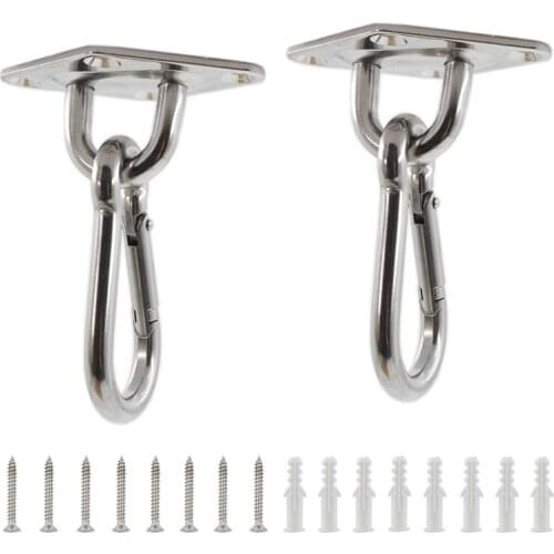 2Pcs Stainless Steel Ceiling Hammock Hook,Heavy Duty Eye Plate U Hook Marine Hanging Hardware Ceiling Mount Hook with Screws 8mm