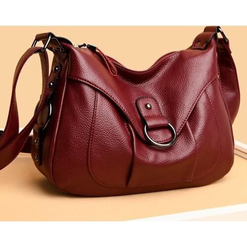 2021 New Luxury Soft Leather Women Messenger Bag Casual Womens Shoulder Crossbody Bag Female Handbag Black