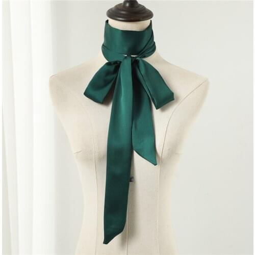 2021 Hair Scarf Solid Narrow Small Long Satin Silk Womens Neck Scarves Spring Summer Belt Hat Ribbon Tie Bag Ribbon