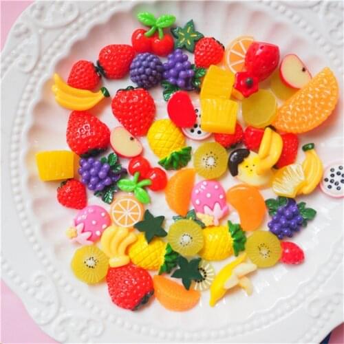 30pcs Resin fruit blessing bag simulation fruit accessories DIY cream mobile phone shell material wholesale