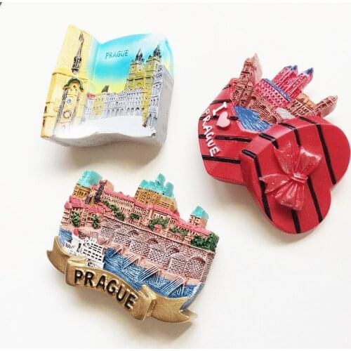 3D Handmade Heart-shaped Gift Box Fridge Magnets Prague Square Czech Travel Souvenirs Gift Home Decorations
