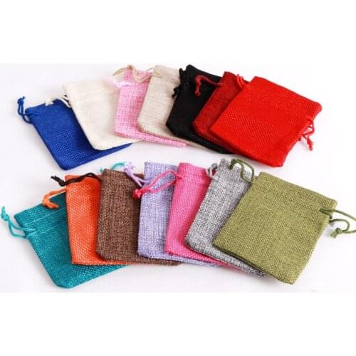 5pcs/lot 9x12cm Small Jute Bags Sachet Jewelry Nuts Packaging Bags Favor Linen Drawstring Gift Bag Pouches Custom logo for extra