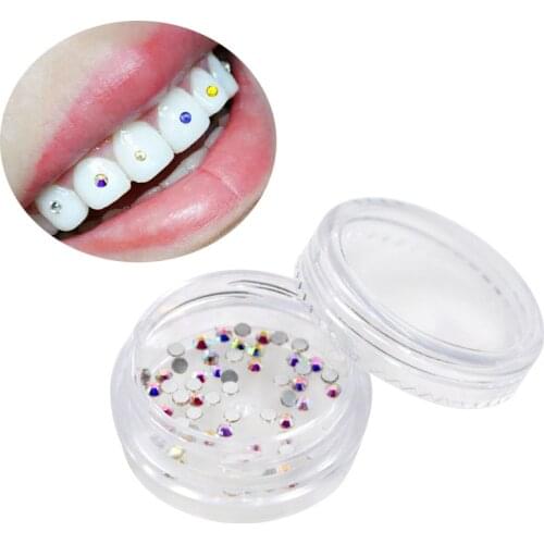 50pcs/Box Diamond Bur Dental Material Teeth Whitening Studs Denture Acrylic Teeth Crystal Ornament Oral Hygiene Tooth Decoration