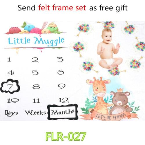 75*100CM Baby Monthly Record Growth Milestone Blanket Newborn Photography Props Child Creative Moon Flower Background Cloth