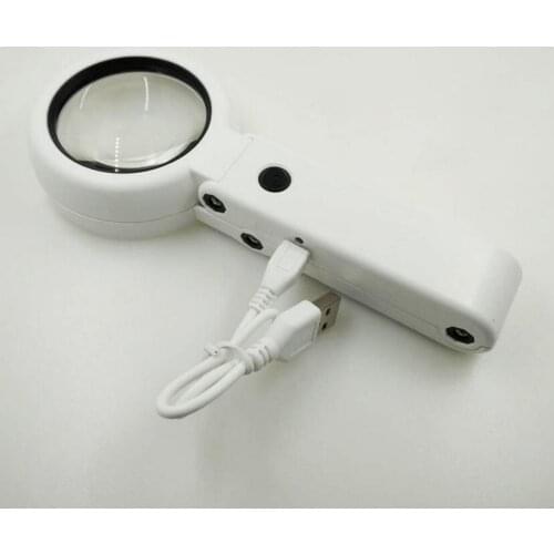 7X 55mm USB Rechargeable Desktop Table Lamp Reading Magnifying Glass LED PCB welding Mobile Phone Repair Hand-held Magnifier