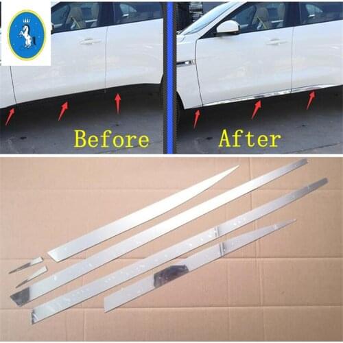 Yimaautotrims Stainless Steel Accessories For Jaguar F-Pace 2017 - 2020 Outside Door Body Molding Bottom Protection Cover Trim