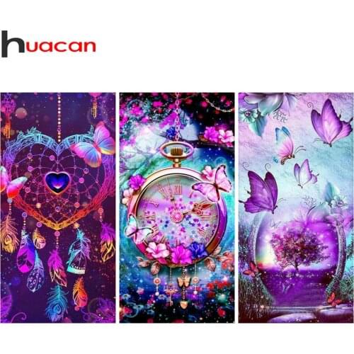Huacan 5D Diamond Painting New Butterfly Diamond Mosaic Embroidery Landscape Bedroom Decoration