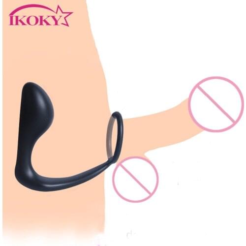 IKOKY Fantasy Anal Sex Toys Erotic Male Prostate Massager Adult Products Silicone Men Climax Butt Plug for Men Cock Ring