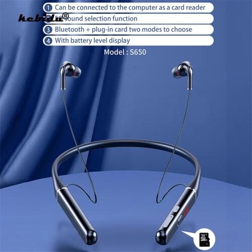 Kebidu 80 Hours Bluetooth Headphones Endurance Bass Wireless with Mic Magnetic Stereo Neckband Earphone Sport Headset TF Card