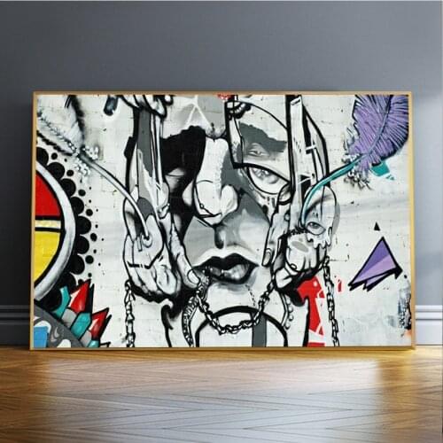 Large Creative Abstract Face Banksy Graffiti Posters Canvas Paintings Wall Art Prints Posters Prints Living Room Home Decor