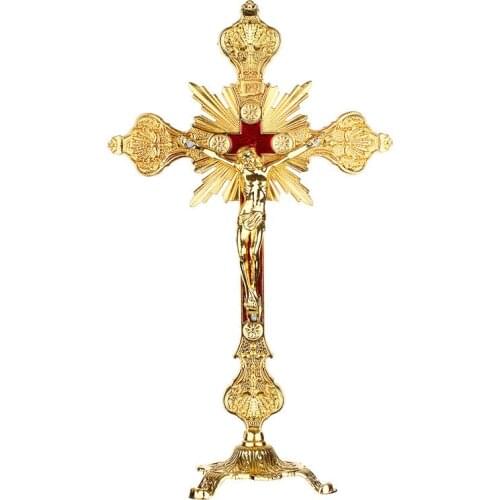Church Relics Figurines Crucifix Jesus Christ On The Stand Cross Wall Crucifix Antique Home Chapel Decoration Prayer Crosses