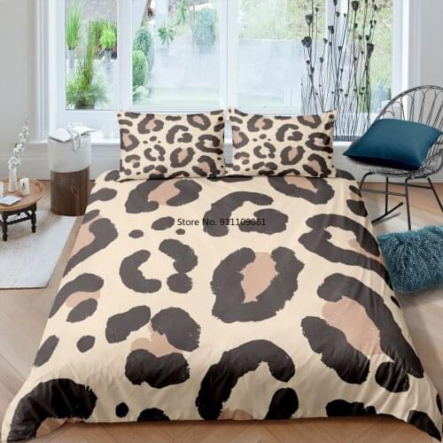 Home Textile 3D Bedclothes Duvet Cover Sets Leopard Pattern Quilt Covers Pillowcase 2/3pc Bedding Sets Full Twin Double Luxury