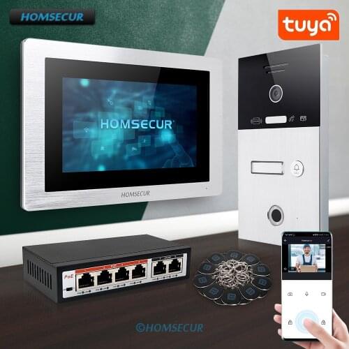 HOMSECUR 7" Wired WLAN IP Video 1 Houses&Audio Home Intercom 1.0MP+RFID Access BC131IP-1S+BM714IP-S