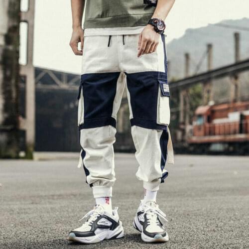 Ribbons Harem Joggers Men Cargo Pants Streetwear Nice Hip Hop Casual Pockets Track Pants Male Harajuku Fashion Trousers