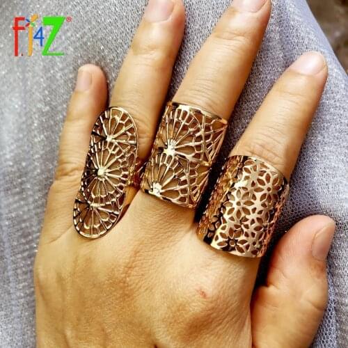 F.J4Z Fashion Designer Finger Rings for Women Vintage Hollow Lace Adjustable Rings Female Jewelry Gifts Dropship