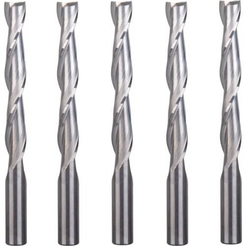 5pcs Solid Carbide Double Two Flute Spiral Cutter CNC Router Bits 6x42mm