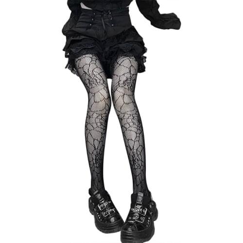 Gothic Women Black Mesh Fishnet Pantyhose Spider Web Patterned Tights Stockings Lingerie Halloween Costume Accessories