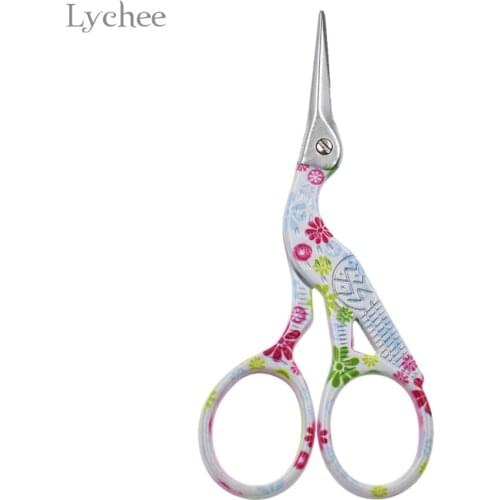 Lychee Life Floral Pattern Sewing Scissors Heron Egret Tailor Scissors For Fabric Craft DIY Handmade Sewing Tool
