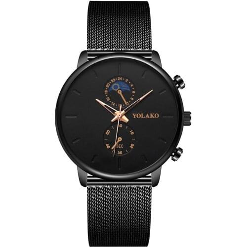 Fashion Mens Business Black Watches Luxury Stainless Steel Ultra Thin Mesh Belt Quartz Men Wrist Watch Casual Classic Male Watch