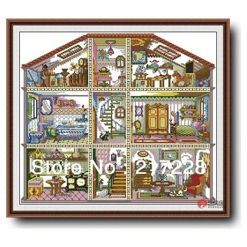 14CT Cross Stitch Kits Victorian Dollhouse 50*45cm CS-068WM-A