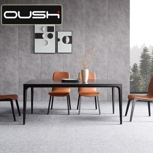 Nordic rock plate dining table modern simple household small rectangular 4-6 person dining table solid wood dining table chair